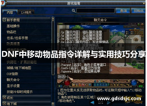 DNF中移动物品指令详解与实用技巧分享